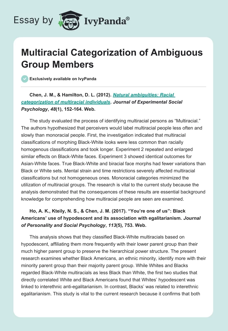 Multiracial Categorization of Ambiguous Group Members. Page 1
