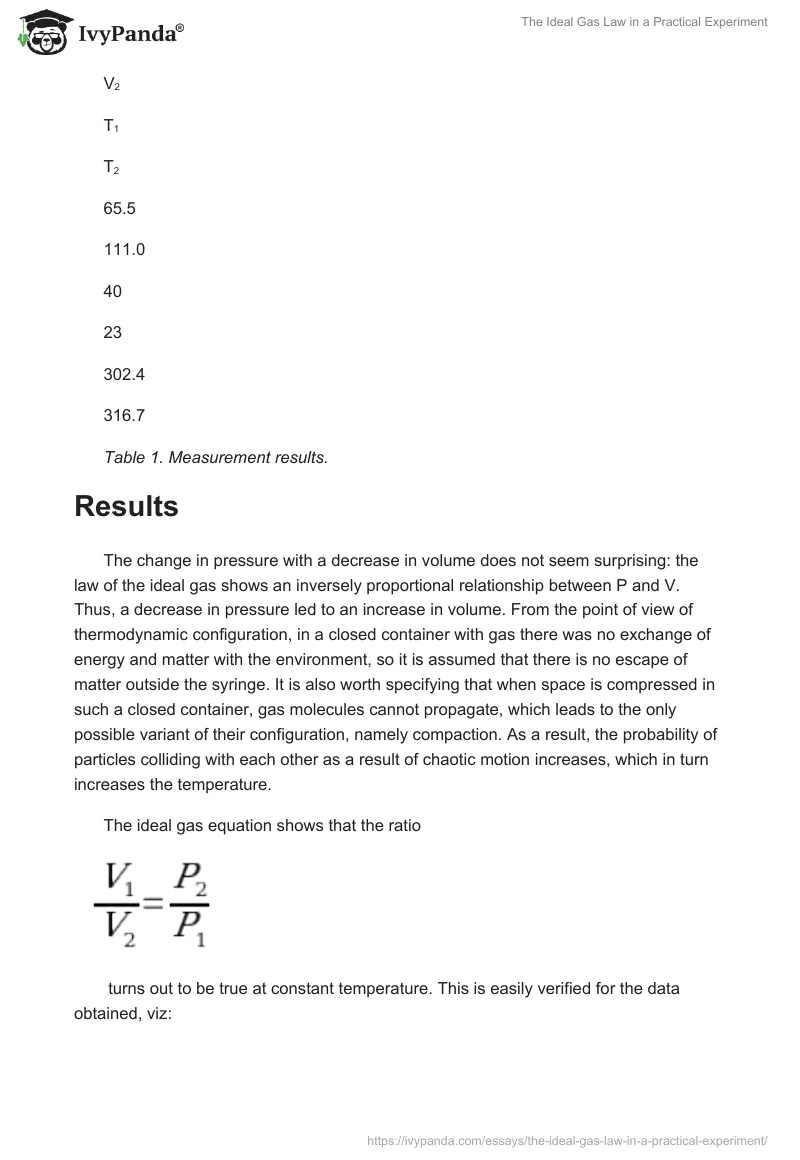 The Ideal Gas Law in a Practical Experiment. Page 2