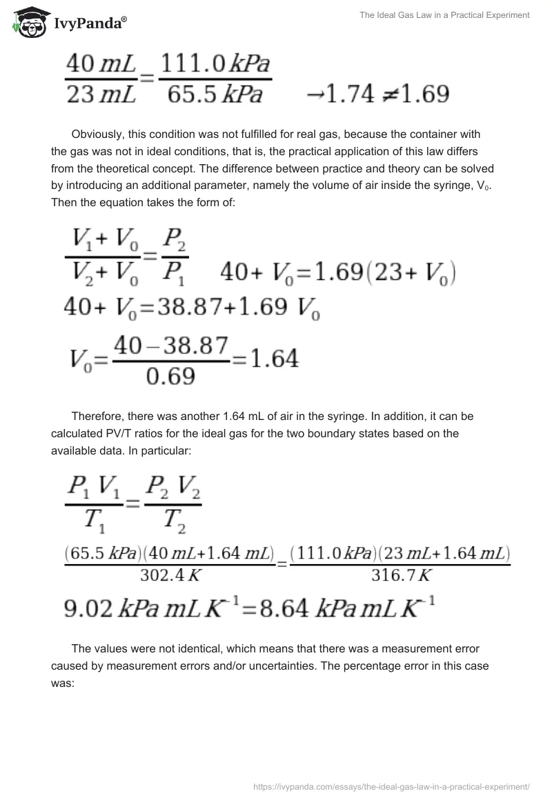 The Ideal Gas Law in a Practical Experiment. Page 3