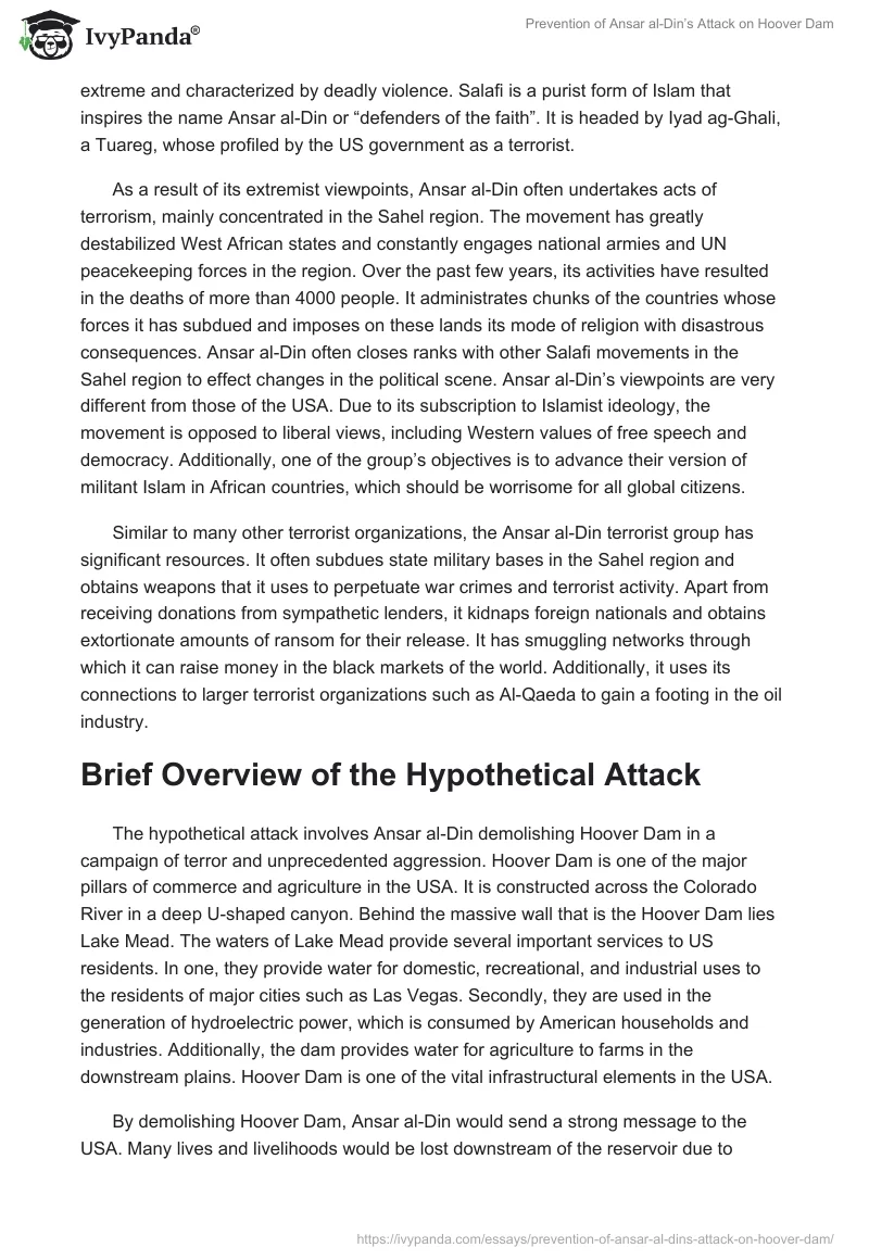 Prevention of Ansar al-Din’s Attack on Hoover Dam. Page 2