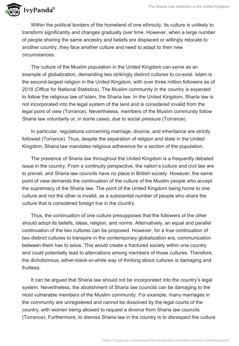 The Sharia Law Institution in the United Kingdom. Page 2