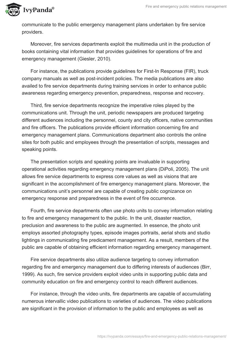 Fire and emergency public relations management. Page 4