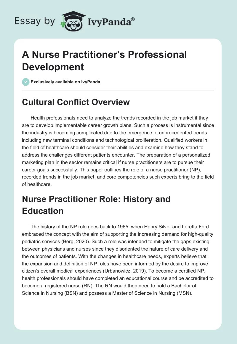 A Nurse Practitioner's Professional Development. Page 1