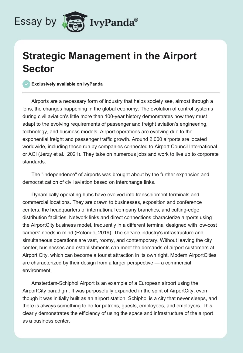 Strategic Management in the Airport Sector. Page 1