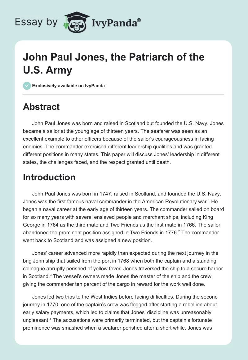 John Paul Jones, the Patriarch of the U.S. Army. Page 1