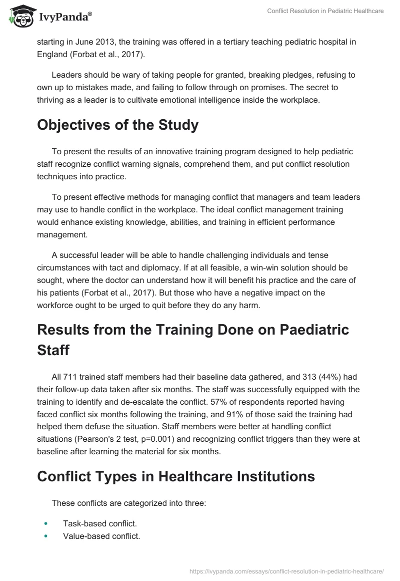 Conflict Resolution in Pediatric Healthcare. Page 2