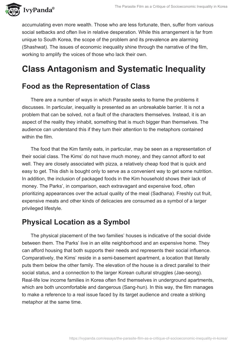 The Parasite Film as a Critique of Socioeconomic Inequality in Korea. Page 2