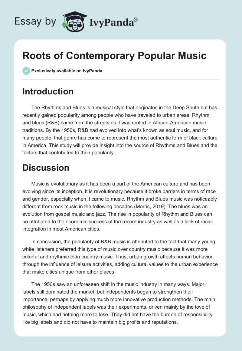 Roots of Contemporary Popular Music. Page 1