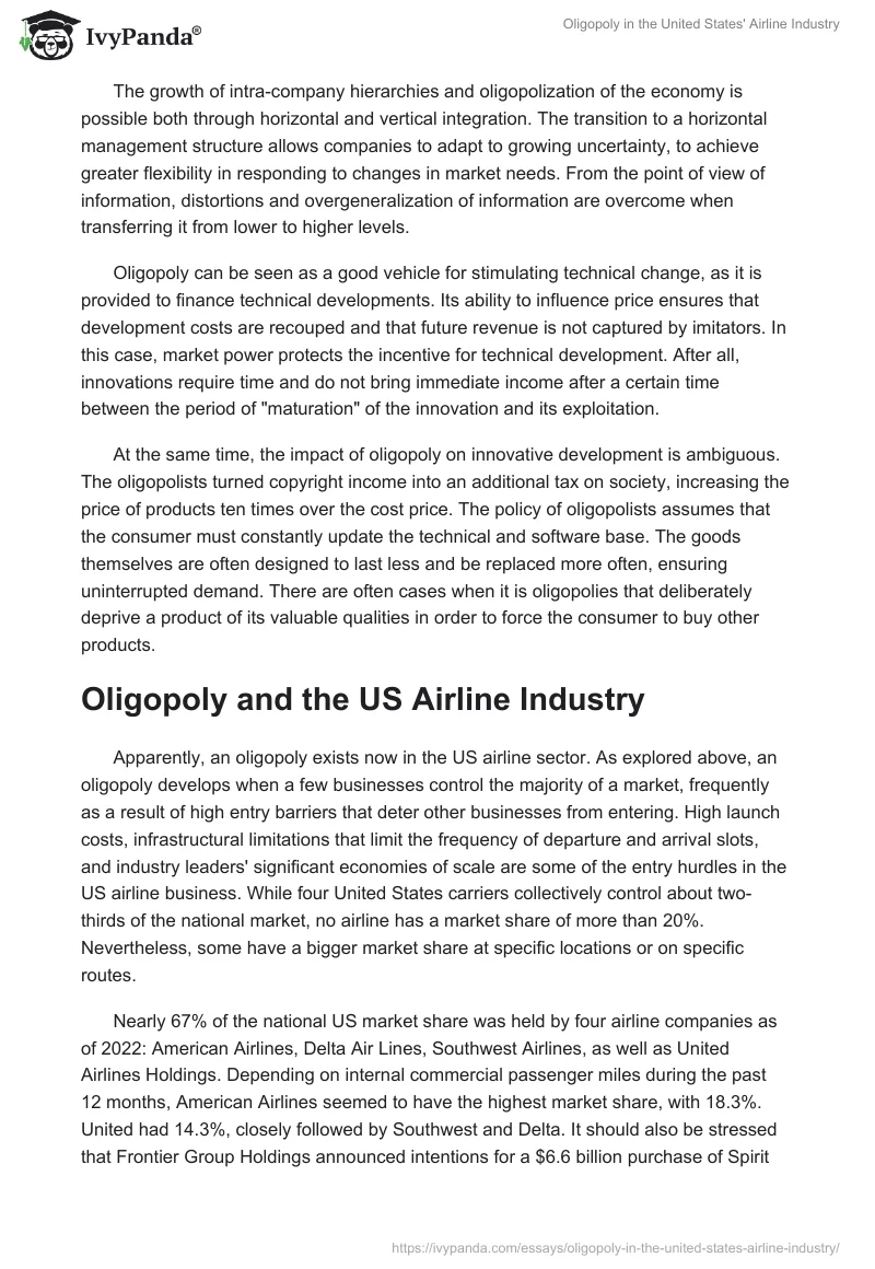 Oligopoly in the United States' Airline Industry. Page 2
