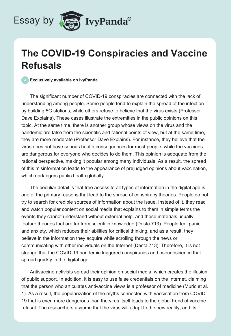 The COVID-19 Conspiracies and Vaccine Refusals. Page 1