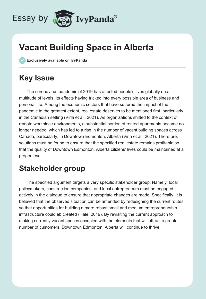 Vacant Building Space in Alberta. Page 1