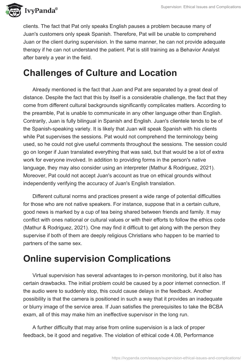 Supervision: Ethical Issues and Complications. Page 2