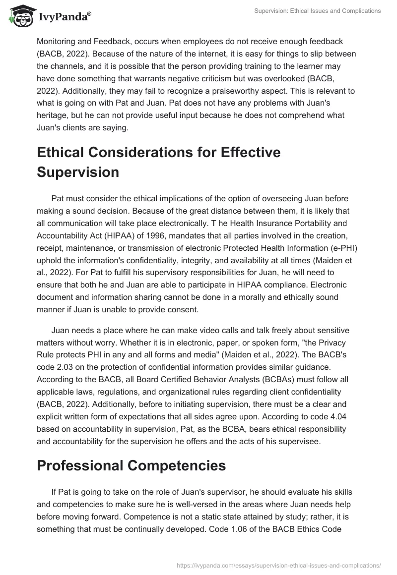 Supervision: Ethical Issues and Complications. Page 3