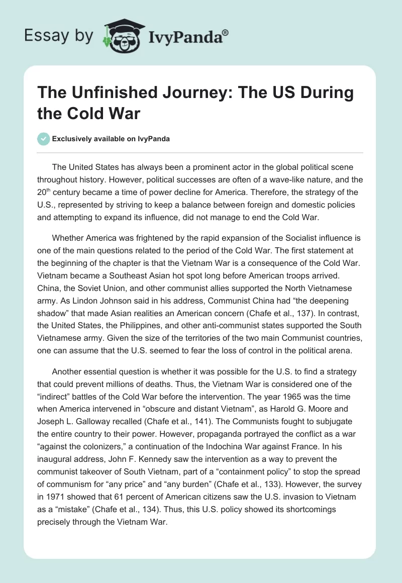 The Unfinished Journey: The US During the Cold War. Page 1