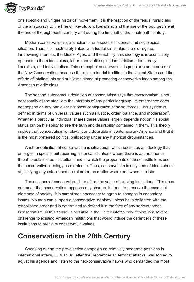 Conservatism in the Political Currents of the 20th and 21st Centuries. Page 2