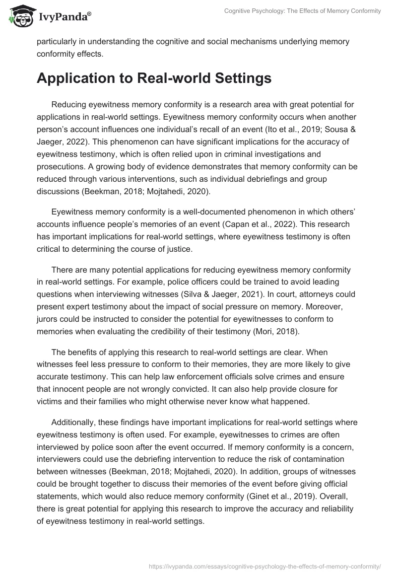 Cognitive Psychology: The Effects of Memory Conformity. Page 5