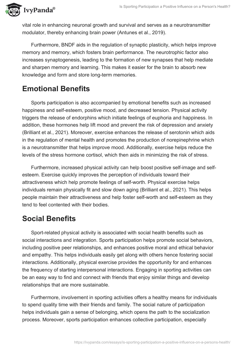Is Sporting Participation a Positive Influence on a Person's Health?. Page 3