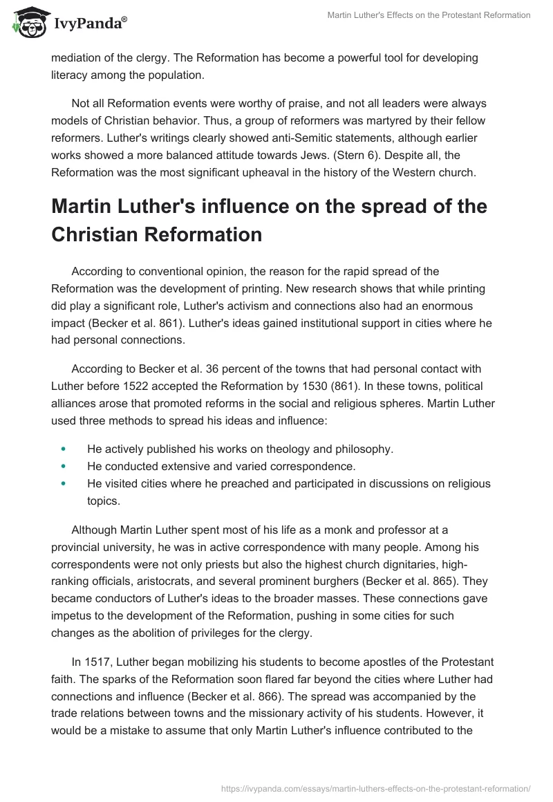 Martin Luther's Effects on the Protestant Reformation. Page 2