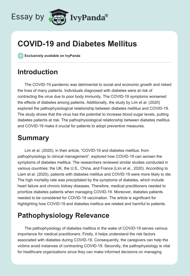 COVID-19 and Diabetes Mellitus. Page 1