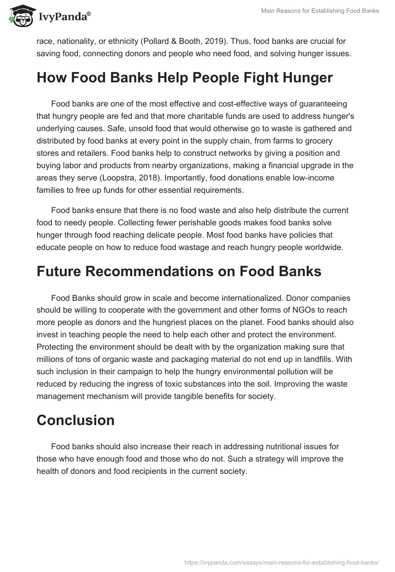 Main Reasons for Establishing Food Banks. Page 2