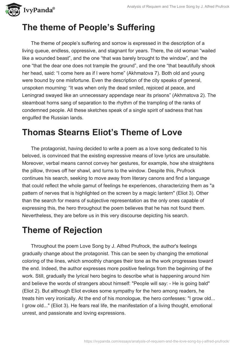 Analysis of "Requiem" and "The Love Song" by J. Alfred Prufrock. Page 2
