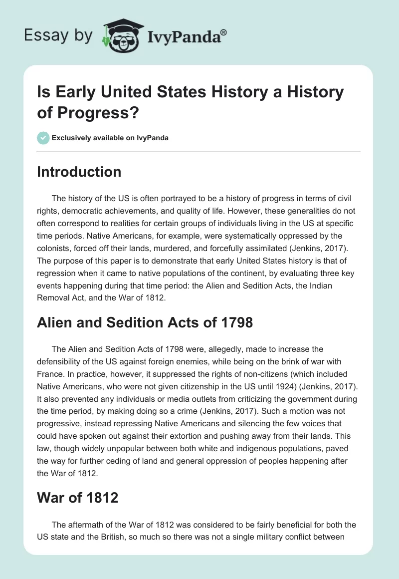 Is Early United States History a History of Progress?. Page 1