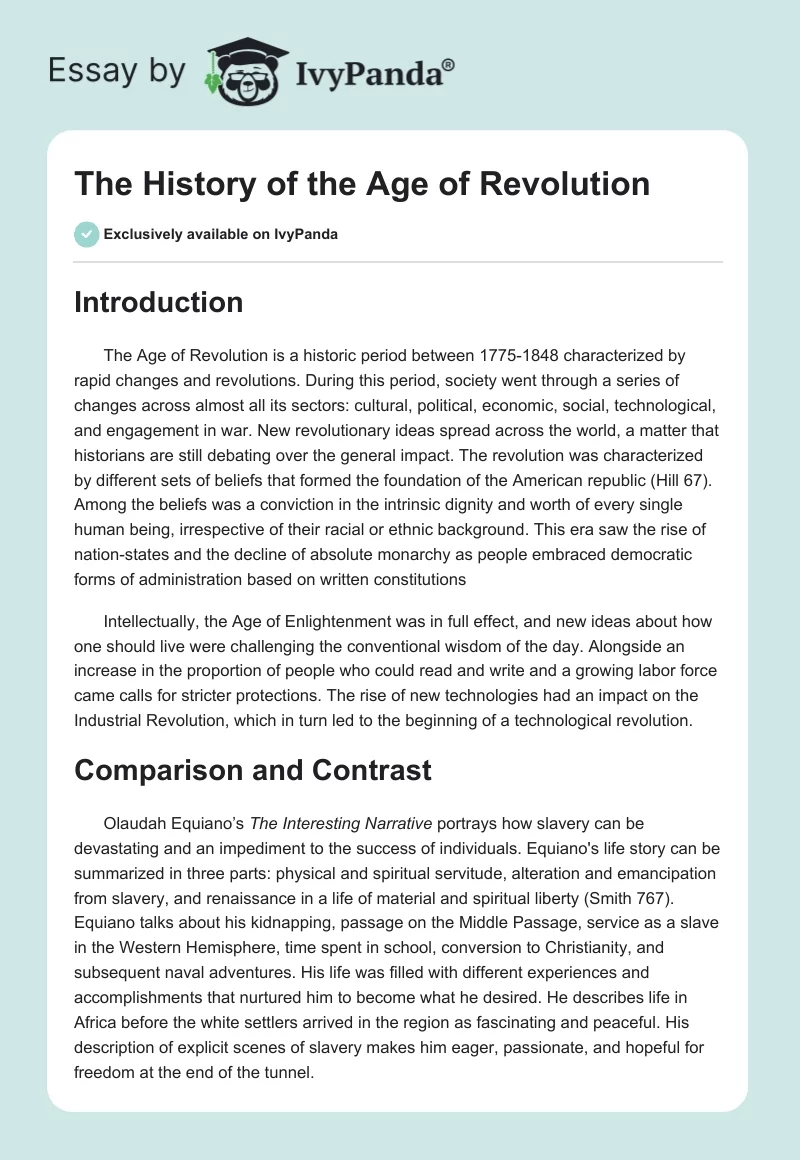 The History of the Age of Revolution. Page 1