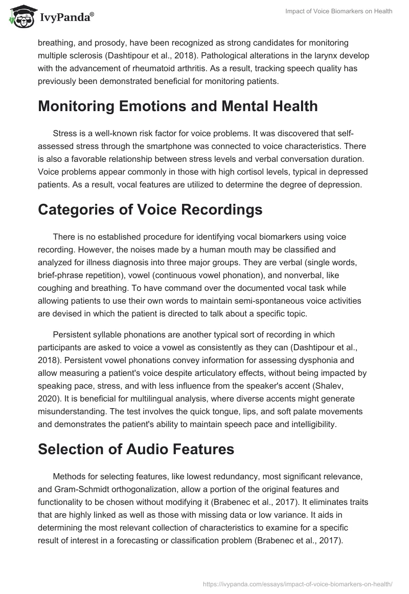 Impact of Voice Biomarkers on Health. Page 3