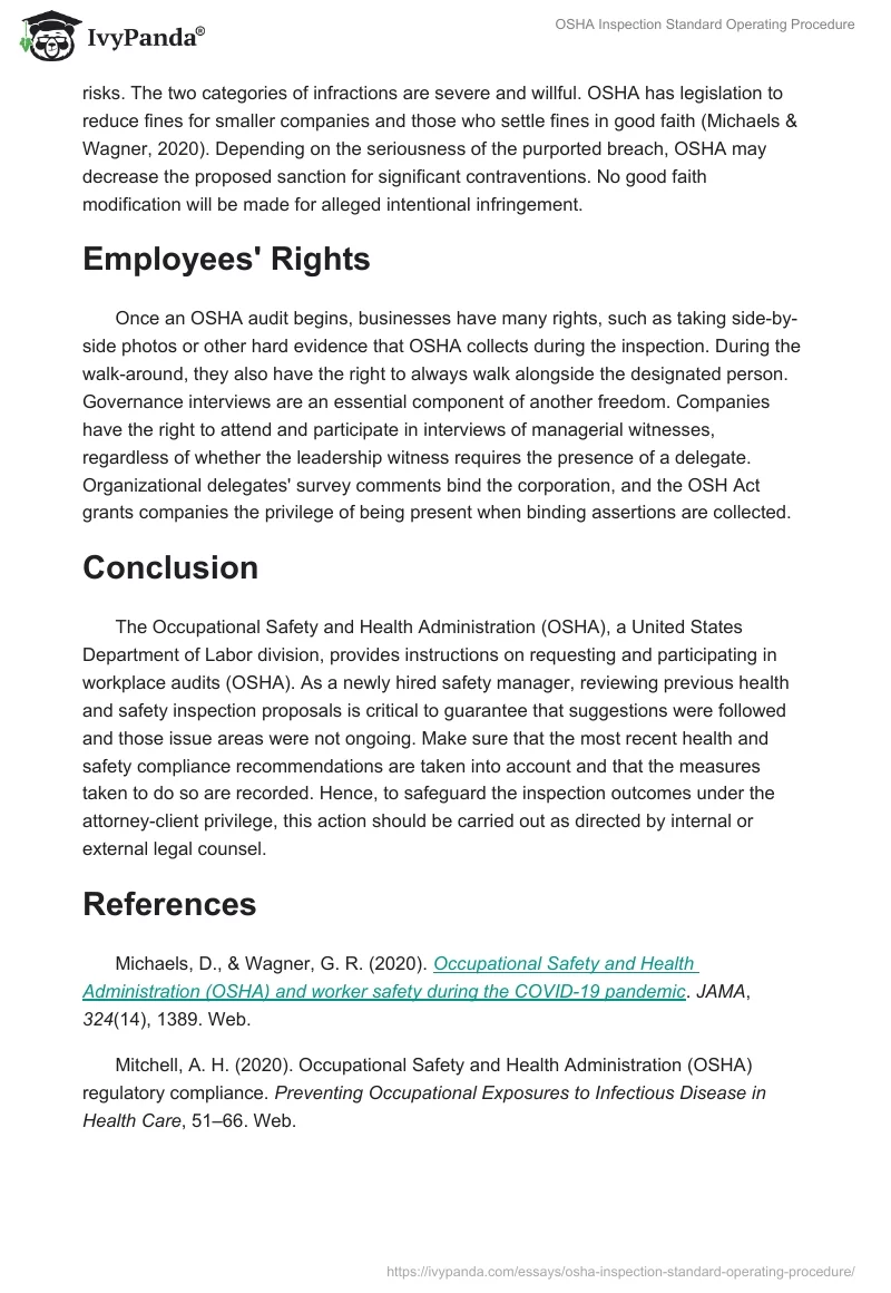 OSHA Inspection Standard Operating Procedure. Page 3