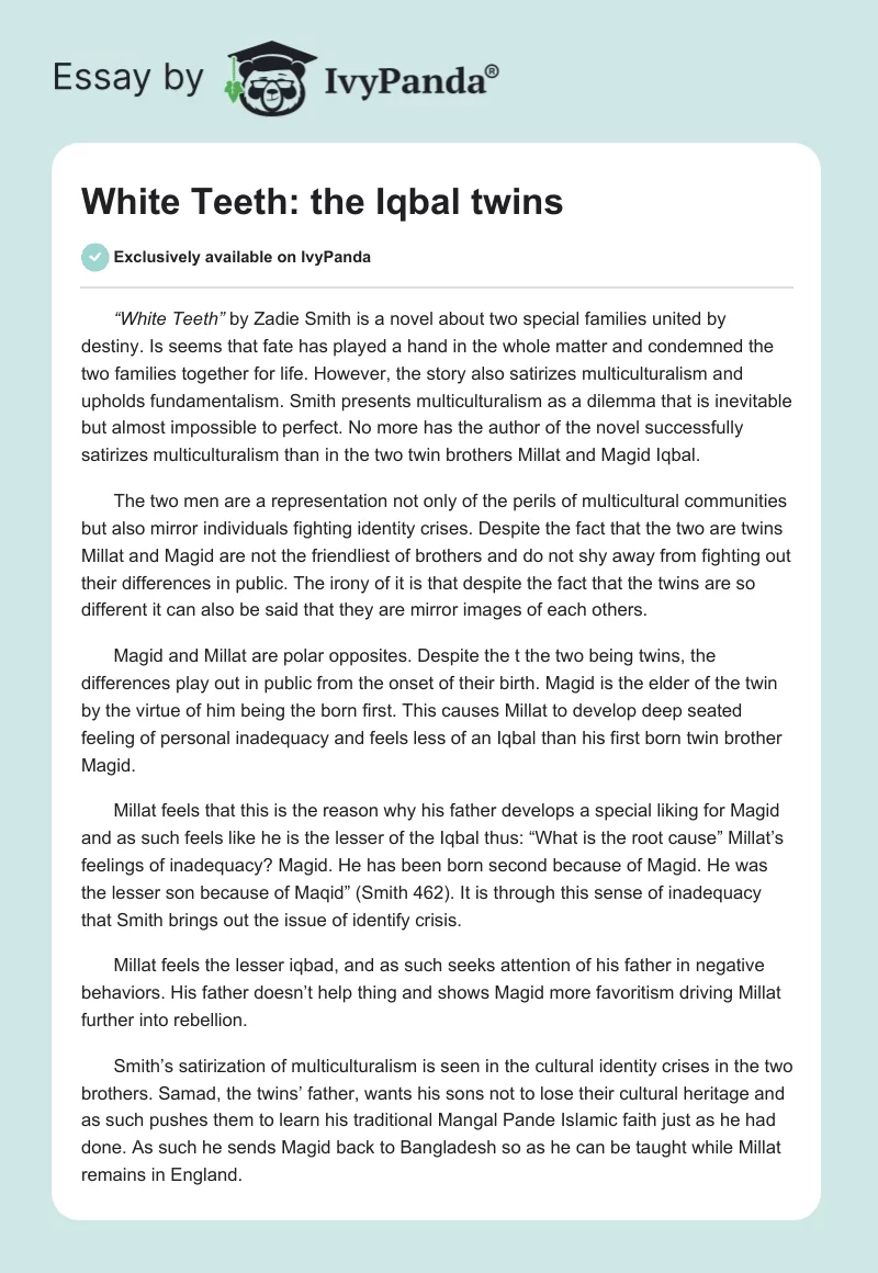 White Teeth: the Iqbal twins. Page 1