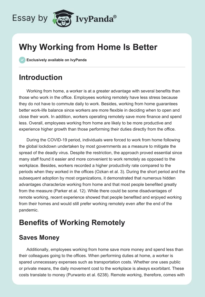 Why Working From Home Is Better. Page 1