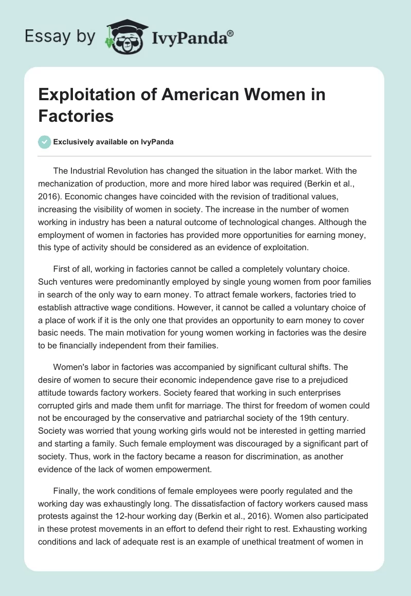 Exploitation of American Women in Factories. Page 1