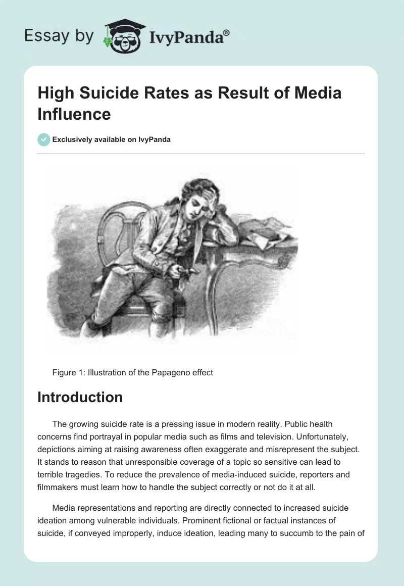 High Suicide Rates as Result of Media Influence. Page 1