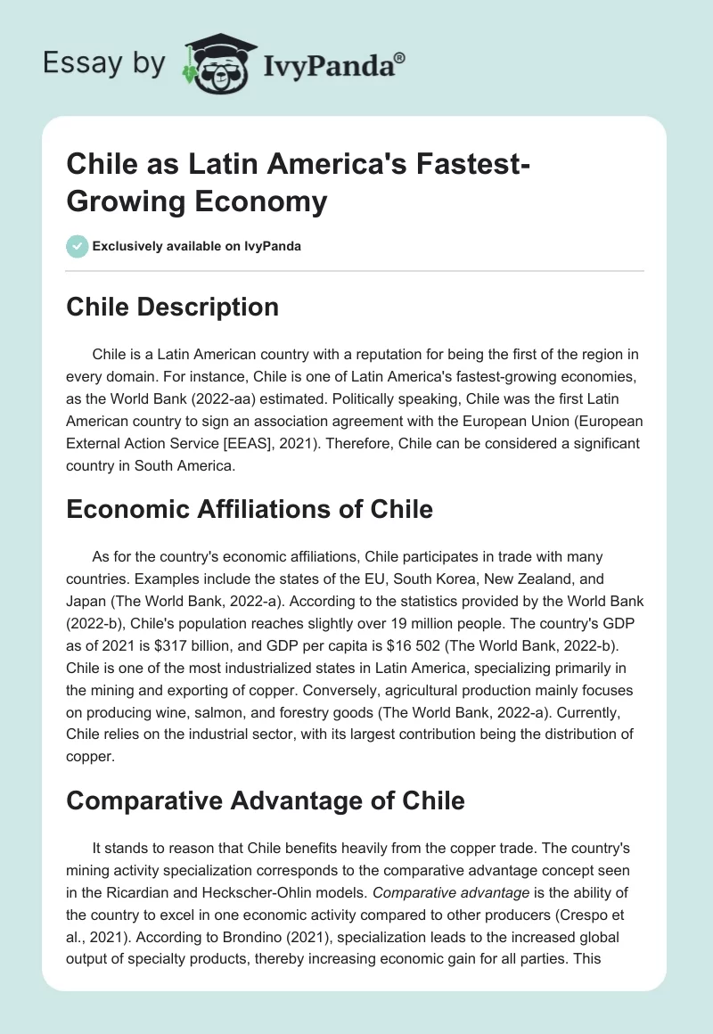 Chile as Latin America's Fastest-Growing Economy. Page 1
