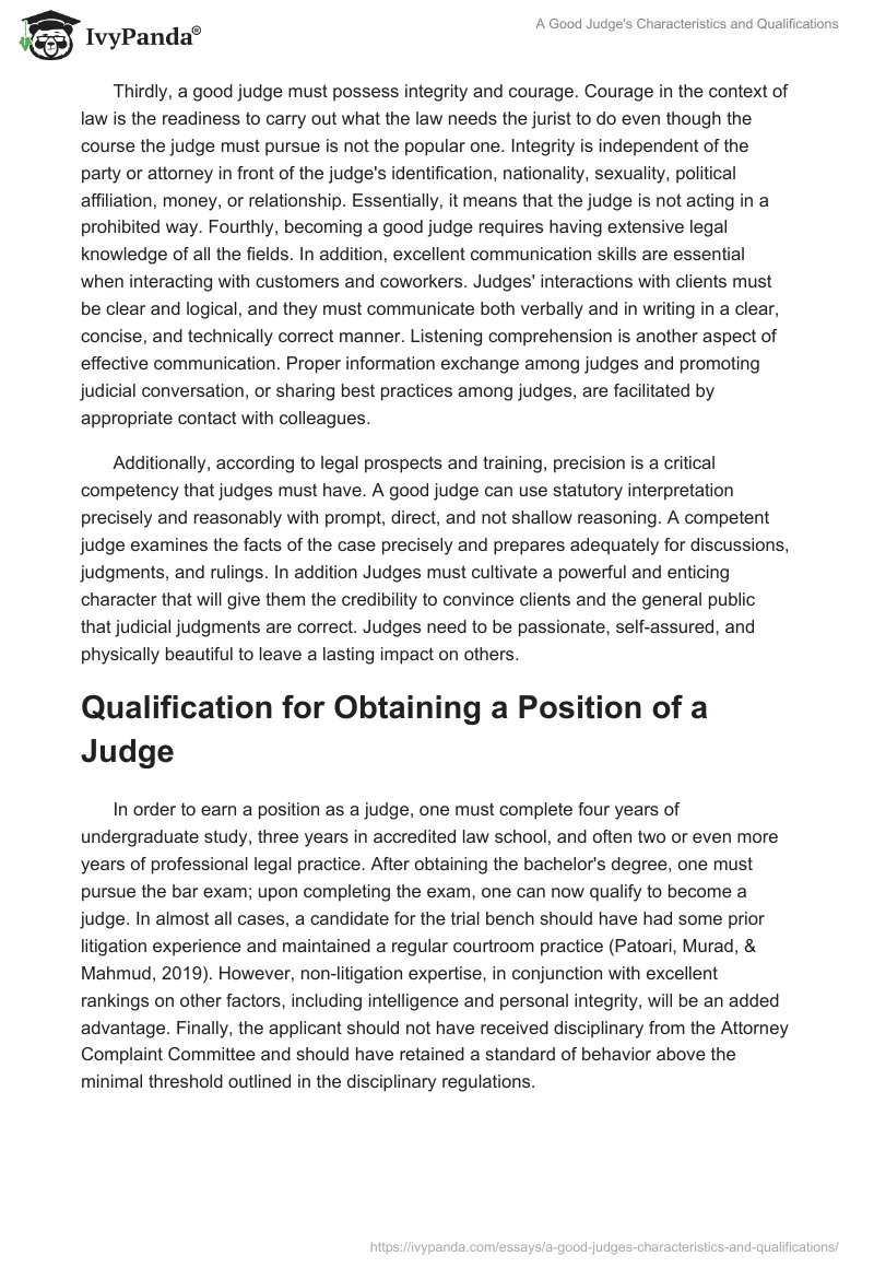 A Good Judge's Characteristics and Qualifications. Page 2