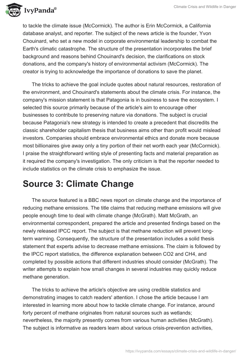 Climate Crisis and Wildlife in Danger. Page 2