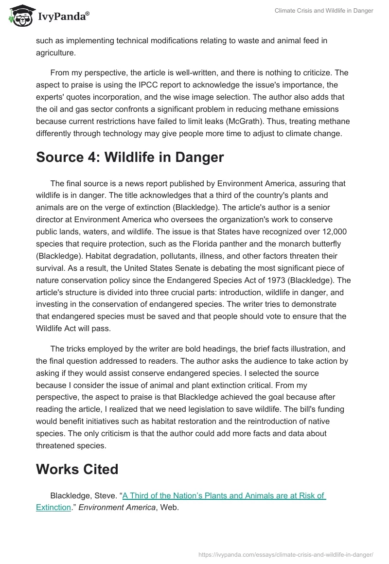 Climate Crisis and Wildlife in Danger. Page 3