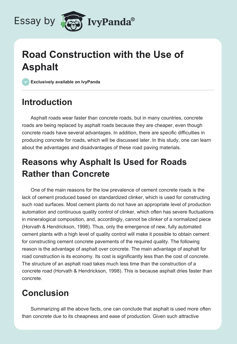 Road Construction With the Use of Asphalt. Page 1