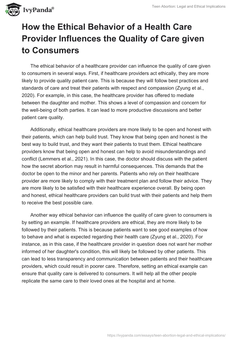 Teen Abortion: Legal and Ethical Implications. Page 2