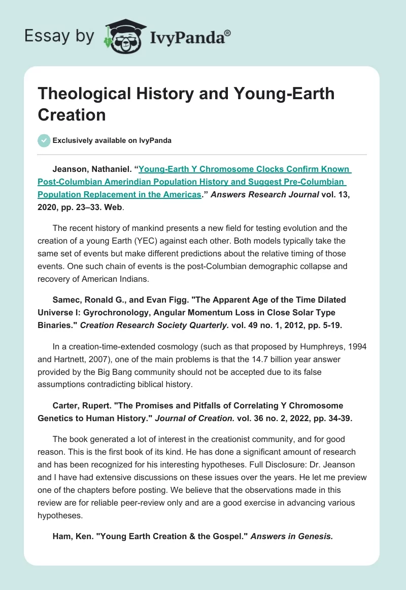 Theological History and Young-Earth Creation. Page 1