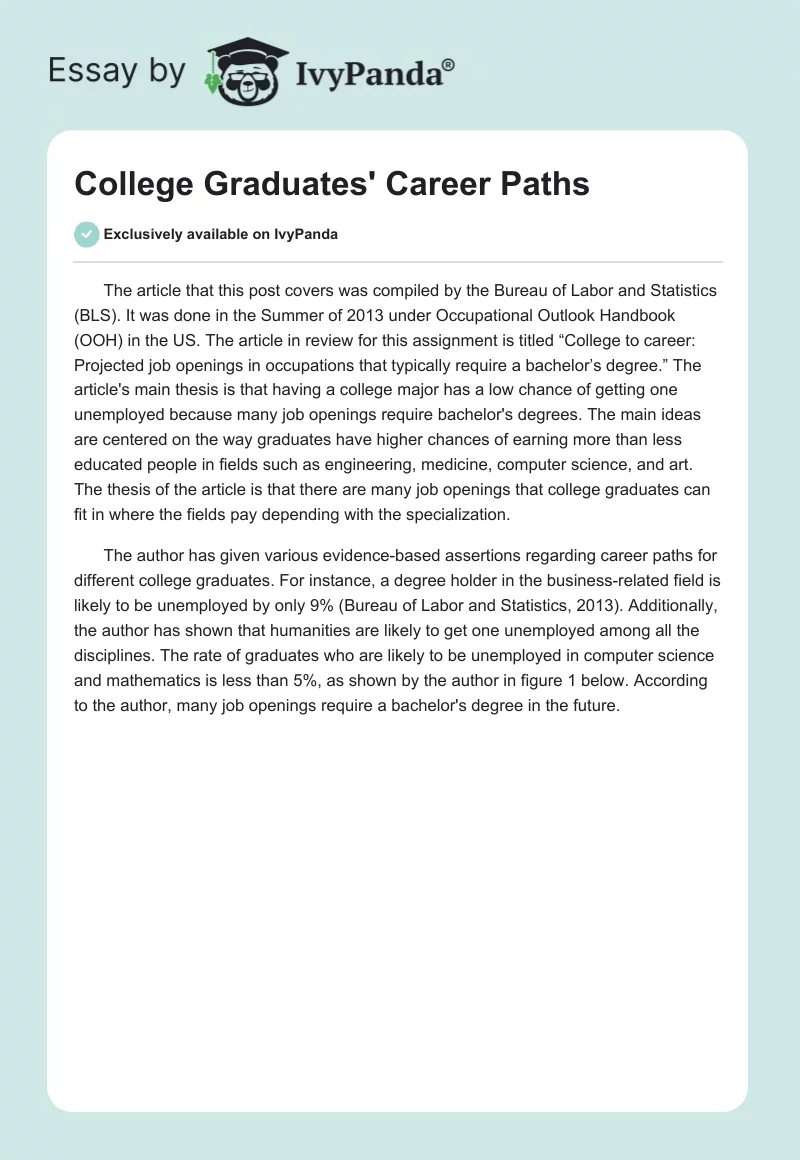 College Graduates' Career Paths. Page 1