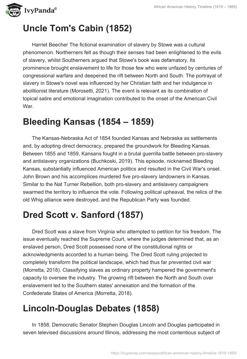 African American History Timeline (1619 – 1865). Page 5