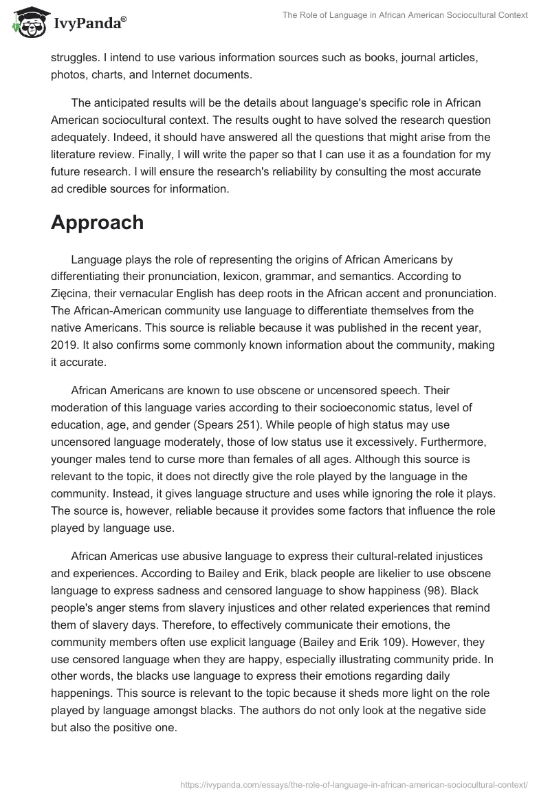 The Role of Language in African American Sociocultural Context. Page 2