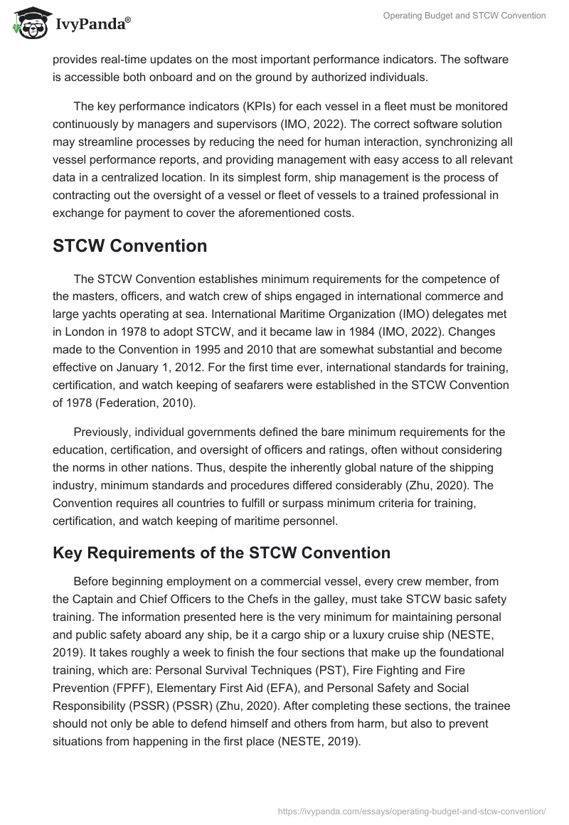 Operating Budget and STCW Convention. Page 5