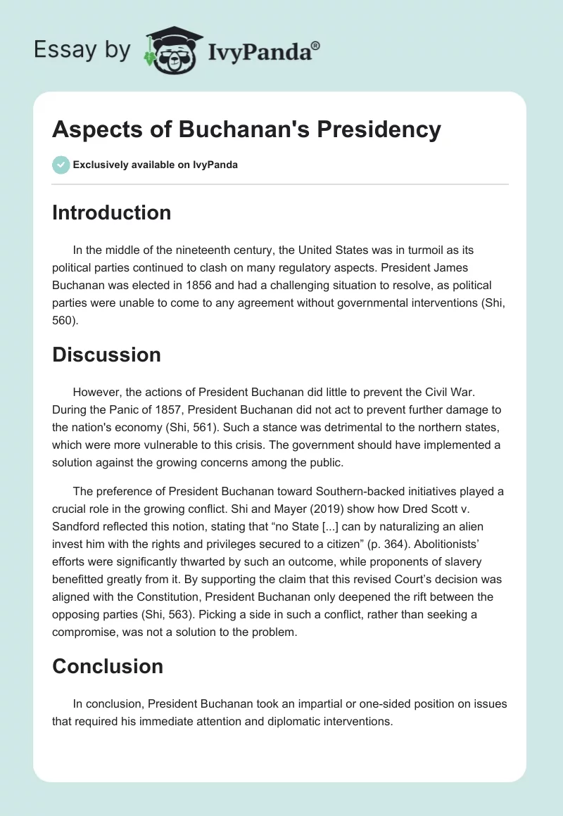 Aspects of Buchanan's Presidency. Page 1