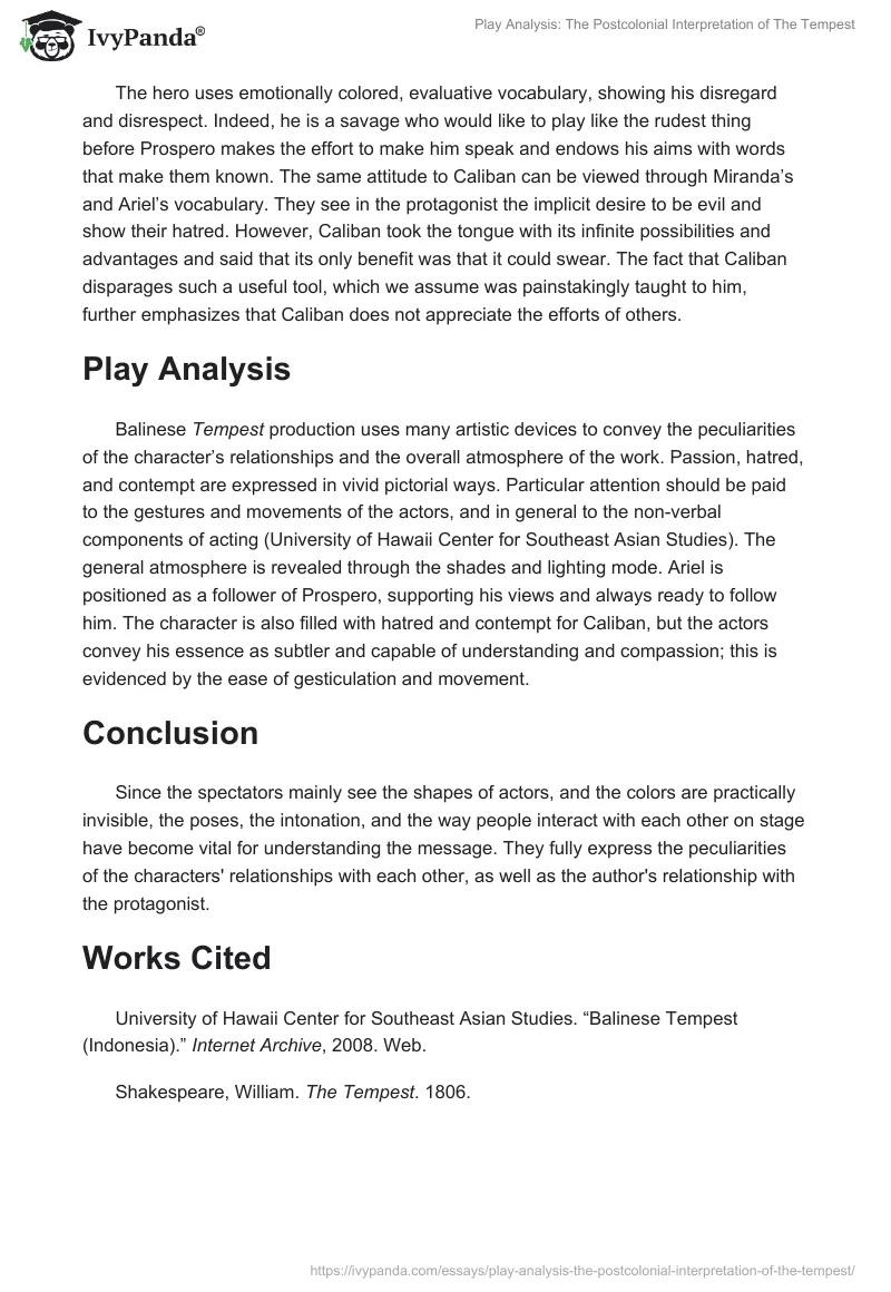 Play Analysis: The Postcolonial Interpretation of "The Tempest". Page 4