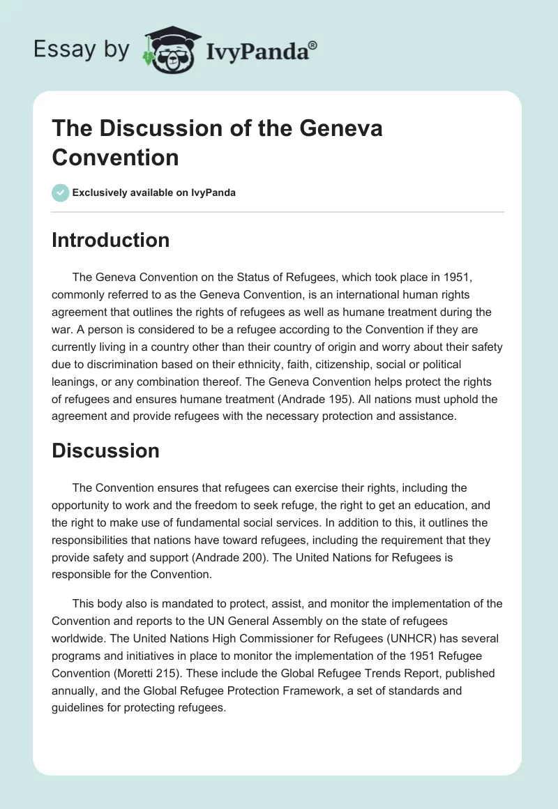 The Discussion of the Geneva Convention. Page 1