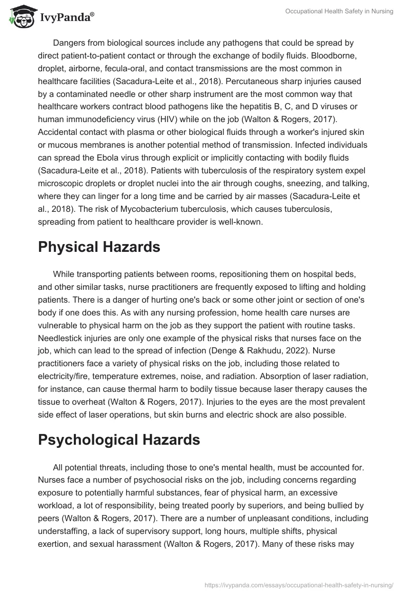 Occupational Health Safety in Nursing. Page 3