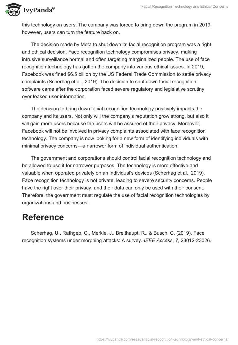 Facial Recognition Technology and Ethical Concerns. Page 2