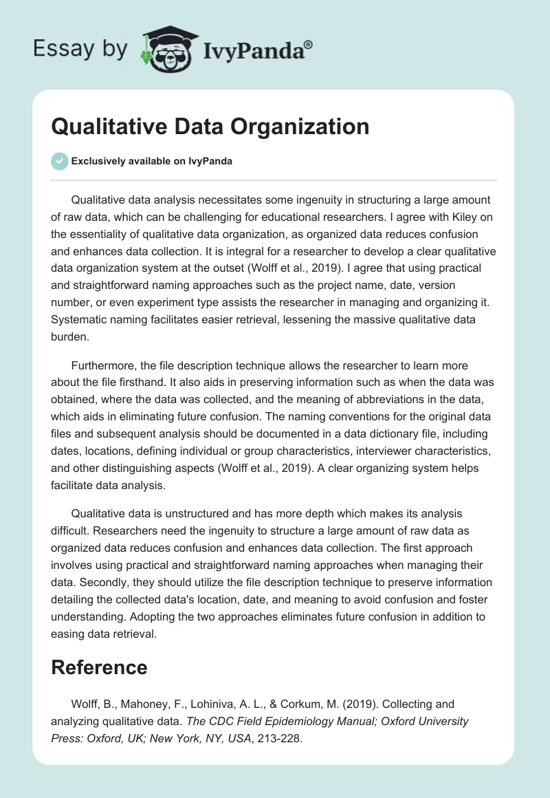 Qualitative Data Organization. Page 1